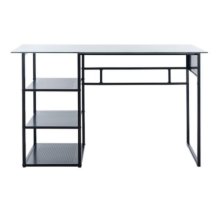 Safavieh Xyla 3 Shelf Glass Top Desk, White & Black DSK2208A